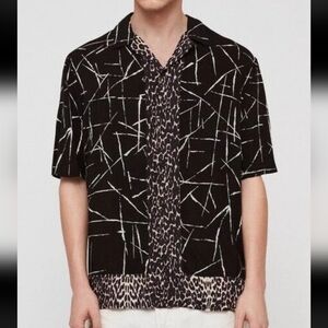 AllSaints Stix Relaxed Fit Button Front Shirt Size XL